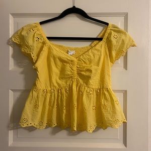 Cropped Yellow Peplum Top